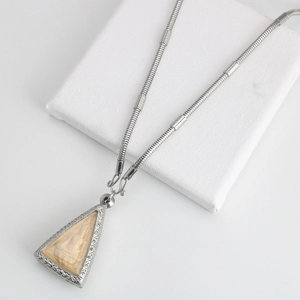 Vintage Thai Buddha Amulet Pendant Necklace For Men Women Stainless Steel Carved Frame Triangle Snake Chain Silver Jewelry