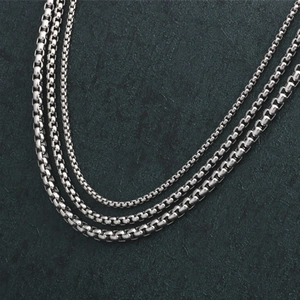 Collar de Cadena de Caja de Acero de Titanio Pulido Cadena de Eslabones Redondos Para Hombres Mujeres Joyería de Moda Industrial