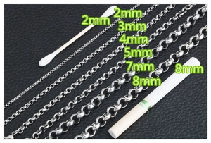 Comparaison détaillée des largeurs de chaînes rolo en acier inoxydable de 2mm à 8mm