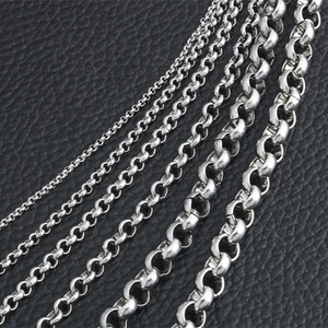 Collier Chaîne Rolo en Acier Inoxydable pour Hommes Femmes Minimaliste Couleur Argent Chaîne à Maillons Ronds Bijoux de Mode