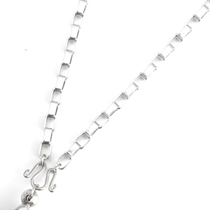 Polished stainless steel rectangular box chain necklace with classic S-hook clasp