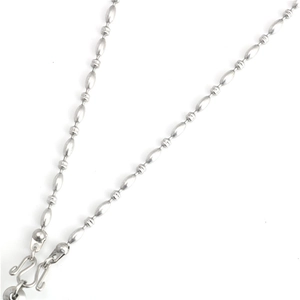Polished stainless steel oval bead necklace with dual S-hook clasps for Buddhist pendants