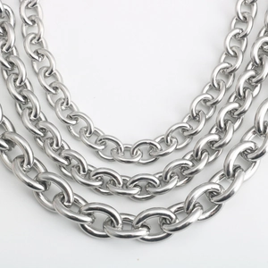 Collar de Cadena de Eslabones de Acero Inoxidable Para Hombres Mujeres Cadena de O Pesada Hip Hop Punk Joyería Plata Pulida