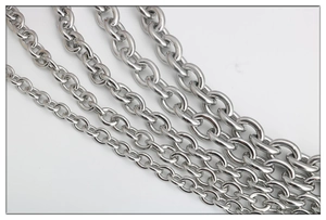 Collares de cadena O de acero inoxidable pulido en cinco tamaños de eslabones para hombre y mujer