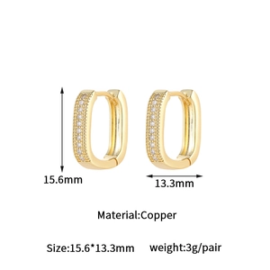 Detailed size chart showing 15.6mm height and 13.3mm width of these crystal earrings