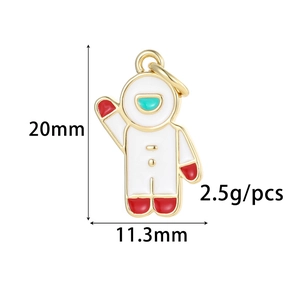 14K gold plated astronaut pendant with colorful enamel drips for DIY jewelry making