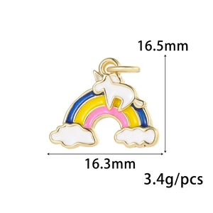 Pendentif licorne arc-en-ciel guide des tailles 16.5x16.3mm avec détails en émail