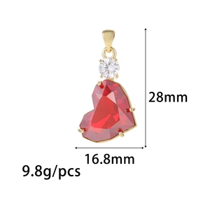 Eleganter 28mm roter Herz-Zirkon-Anhänger mit Goldbeschichtung für DIY-Schmuckherstellung