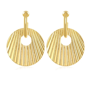 Boucles d'oreilles dorées avec motif soleil rayonnant et texture radiale