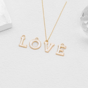 14K Gold Plated Copper Alphabet Letter A-Z Charm Pendant With White Enamel For DIY Necklace Bracelet Jewelry Making Accessories