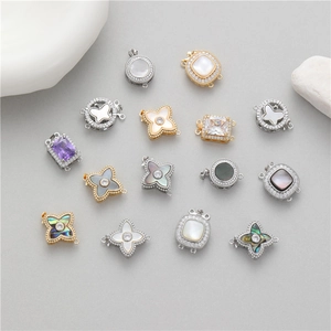 Connecteurs de bijoux géométriques en nacre et trèfle pour colliers personnalisés