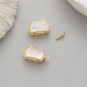 Chiusura dorata per collana di perle con inserto in madreperla per gioielli fai-da-te