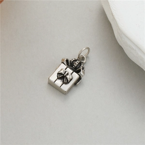 Vintage Silber Geschenkkarton Anhänger mit Schleife und Krone für DIY Schmuckherstellung