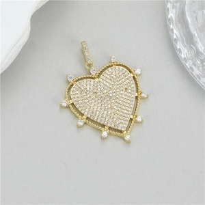 Pendentif coeur doré exquis avec pavé de zircons pour la création de bijoux DIY