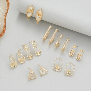 Luxus 14K Gold Vergoldet Kupfer Ohrring Rohlinge Mit 925 Silber Stift Strass DIY Schmetterling Pipa Herz Schmuckzubehör