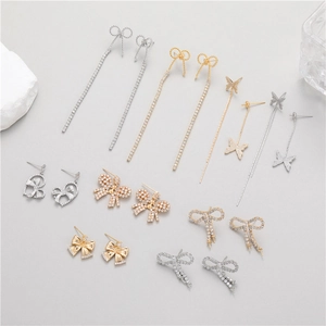 Fashion Copper Bowknot Butterfly Long Tassel Earrings Rhinestone Inlaid Gold Plated Artificial Pearl Jewelry For Women