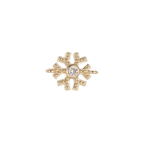 Connettore a fiocco di neve dorato con zircone per creazione gioielli fai-da-te