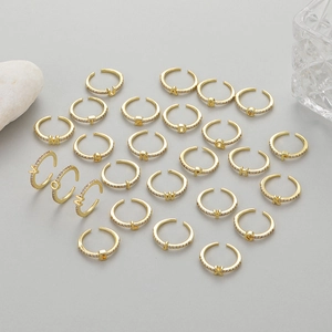 Zirkon Anfangsbuchstabe Offener Ring Für Damen Kupfer 14K Vergoldet 26 Alphabet Verstellbarer Zeigefinger Ring Schmuck Geschenk