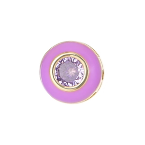 14k gold filled round spacer bead with pink enamel and purple zircon for jewelry making