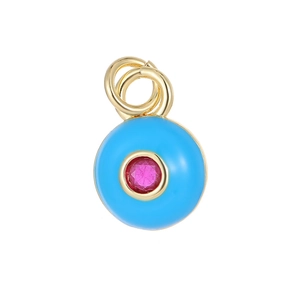 14k vergoldeter Messing-Emaille Anhänger böser Blick mit Zirkon für DIY-Schmuck