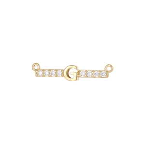 Golden letter G pendant with zircon stones and double rings for jewelry making