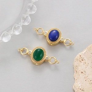 14K Verguld Koperen Ronde Agaat Connector Sluiting voor DIY Sieraden Maken Vintage Magneetsluiting voor Ketting Armband