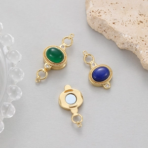 Magnetische sluiting met 14k goudlaag en blauw-groene agaat voor doe-het-zelf sieraden