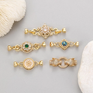 Vergulde bloem- en luipaardketting sluitingen met zirkonia voor het maken van sieraden