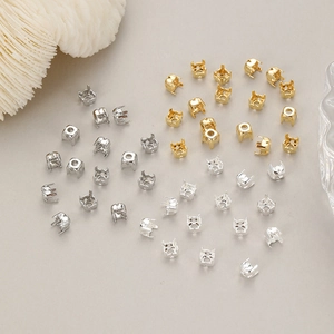 DIY Copper Prong Settings Empty Claw Cup Holders Round Square Gemstone Inlay Base Electroplated Jewelry Finding Accessories
