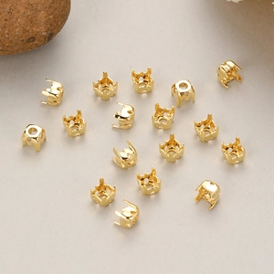 Golden crown shape brass prong settings for crystals and jewelry making accessories