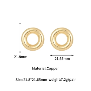 Polished gold bubble earrings dimensions show copper material size and weight details