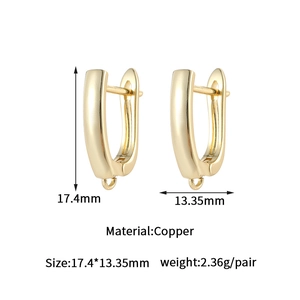 Detailed size chart of 14k gold plated copper ear hooks with zircon inlays for jewelry DIY
