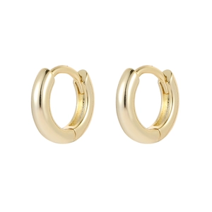 Polished 14K gold plated huggie hoop earrings for women with a minimalist luxury style