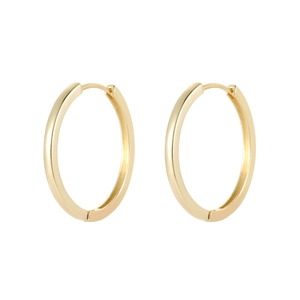 Classic 14K gold-plated minimalist hoop earrings with a high-shine polished finish