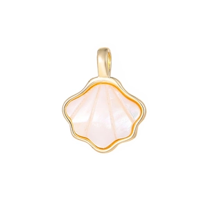 Elegant gold-plated fan-shaped pendant with natural mother of pearl inlay for DIY jewelry