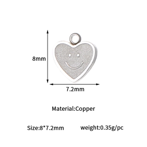 Detailed view of heart-shaped smile pendant with 8x7.2mm size and weight specs