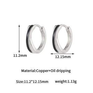 Spécifications de taille pour créoles minimalistes en argent avec émail noir et cuivre