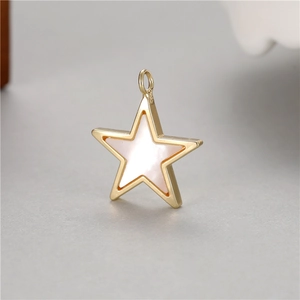 Handmade golden star pendant with white mother of pearl inlay for necklace making