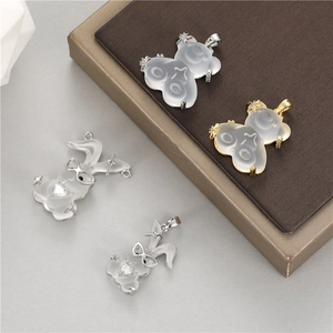 Chic frosted bear and heart-accented rabbit pendants with semi-transparent texture