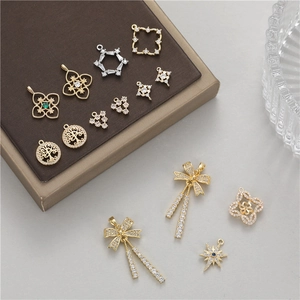 Exquisite Copper Zircon Hollow Pendant Charms For DIY Necklace Making 14K Gold Plated Jewelry Accessories For Women Crafts