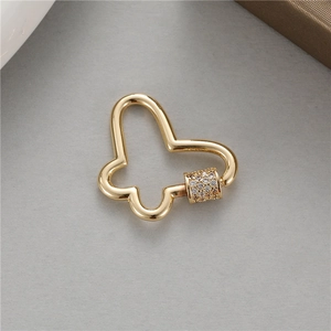 14K gold filled butterfly screw clasp with micro-set zircon for DIY jewelry making