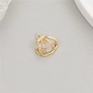 14K gold-plated shell pendant with opal center and zircon-encrusted starfish detail