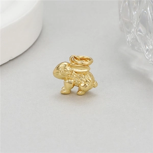 Detailed gold-plated rabbit pendant with engraved textures for DIY jewelry and necklaces