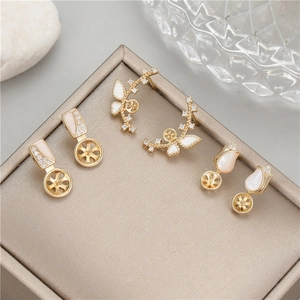 Monturas De Pendientes DIY Cobre Chapado Oro 14K Tulipán Mariposa Con Poste Plata Ley 925 Para Creación De Joyas