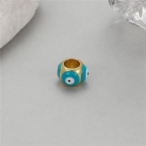 Blue Evil Eye bead in 14K gold plated finish for DIY jewelry making and bracelets