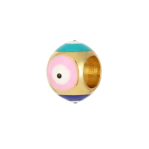 14K gold plated evil eye bead charm with colorful enamel patterns for DIY jewelry making