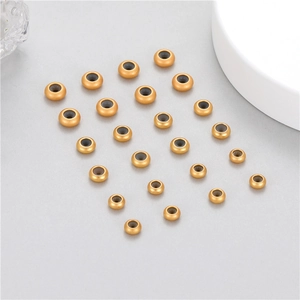 Matte gold-plated stopper beads with silicone inserts for DIY jewelry making