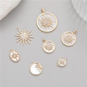 14K vergoldete Himmelsanhänger mit weißem Muschel-Inlay und Zirkon für DIY-Schmuck