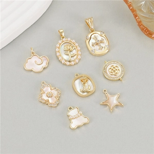 Elegant 14K gold plated natural mother of pearl charms set for DIY jewelry