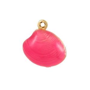 Pink and 14k gold plated scallop shell pendant charm for DIY jewelry making